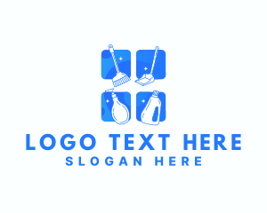 Clean - Cleaning Tools Housekeeping logo design