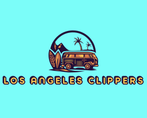 Camper - Minivan Surf Getaway logo design
