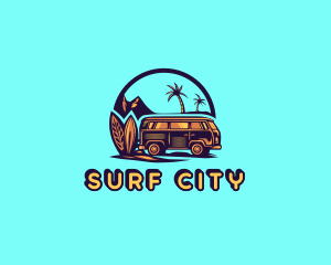 Minivan Surf Getaway logo design