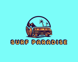 Minivan Surf Getaway logo design
