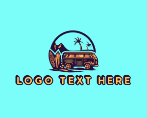 Camper - Minivan Surf Getaway logo design