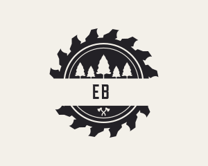 Saw Blade Tree Lumberjack Logo