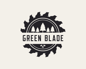 Saw Blade Tree Lumberjack logo design