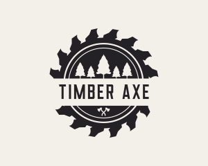 Saw Blade Tree Lumberjack logo design