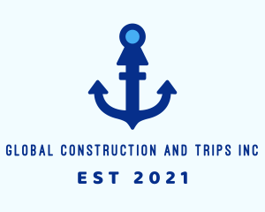 Maritime - Blue Digital Anchor logo design