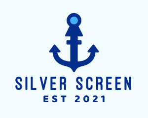 Sailor - Blue Digital Anchor logo design