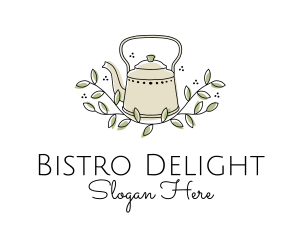 Leaf Branch Kettle Teahouse logo design