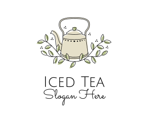 Leaf Branch Kettle Teahouse logo design