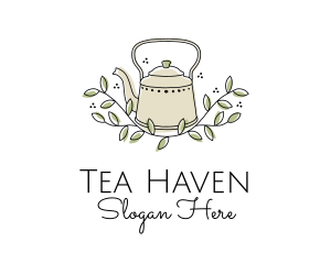 Leaf Branch Kettle Teahouse logo design