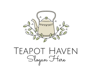 Leaf Branch Kettle Teahouse logo design