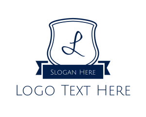 Blue Shield & Banner Lettermark Logo