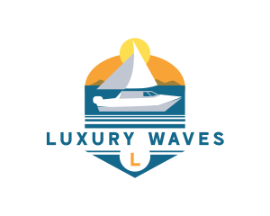 Yacht Vacation Sunset logo design