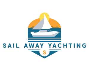 Yacht Vacation Sunset logo design