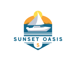 Yacht Vacation Sunset logo design