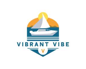 Yacht Vacation Sunset logo design