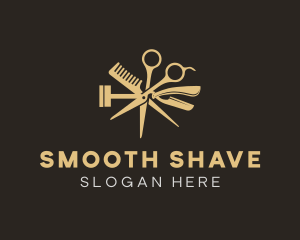 Shave - Grooming Scissors Shave Comb logo design