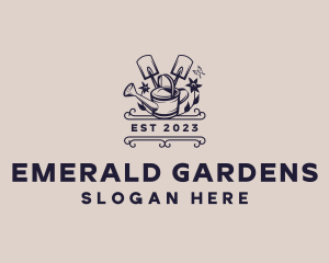 Watering Can Shovel Plant logo design