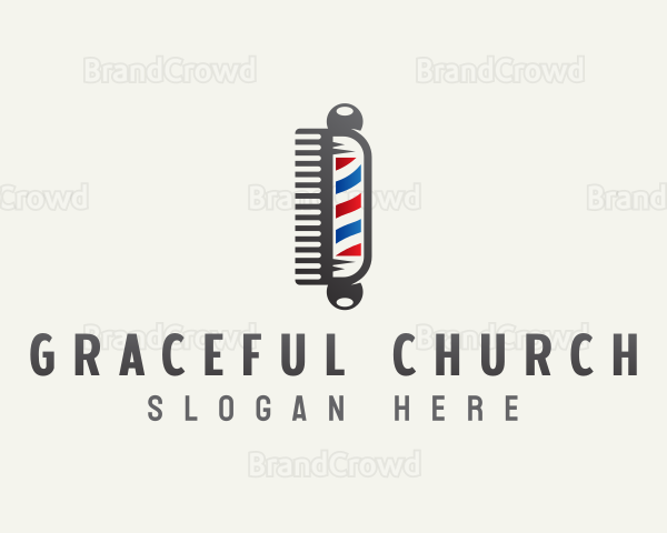 Barber Hair Comb Logo