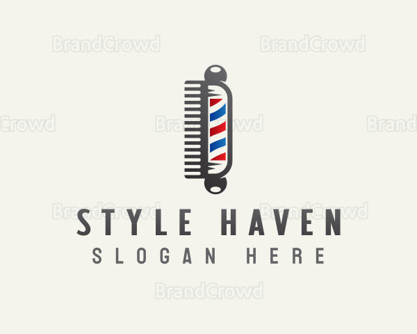 Barber Hair Comb Logo