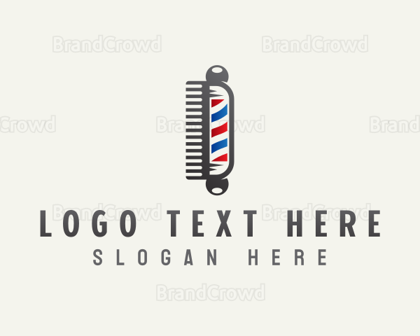 Barber Hair Comb Logo