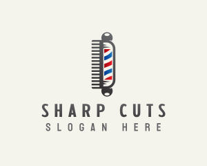 Cut - Barber Hair Comb logo design