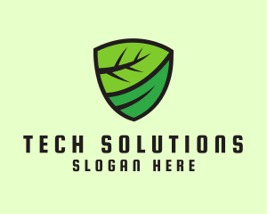 Organic Leaf Shield logo design