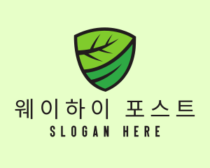 Organic Leaf Shield logo design