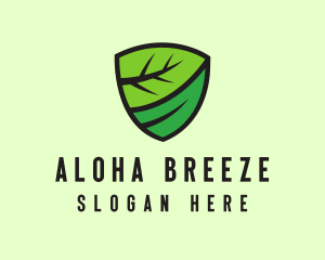 Organic Leaf Shield logo design