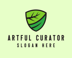 Organic Leaf Shield logo design