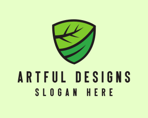 Organic Leaf Shield logo design