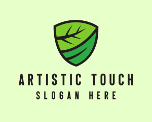 Organic Leaf Shield logo design