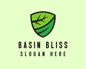 Organic Leaf Shield logo design