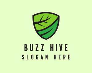 Organic Leaf Shield logo design