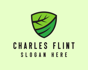 Organic Leaf Shield logo design