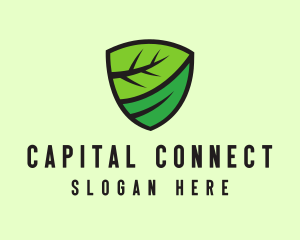 Organic Leaf Shield logo design