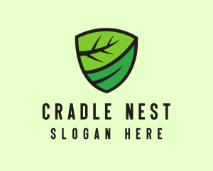 Organic Leaf Shield logo design