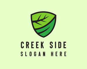 Organic Leaf Shield logo design