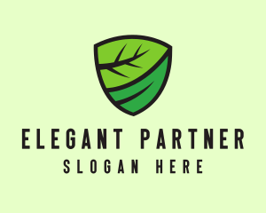 Organic Leaf Shield logo design