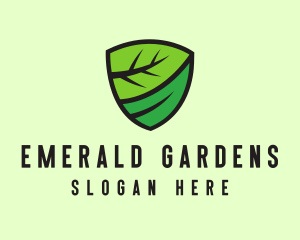 Organic Leaf Shield logo design