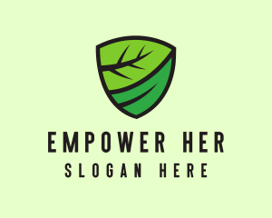 Organic Leaf Shield logo design