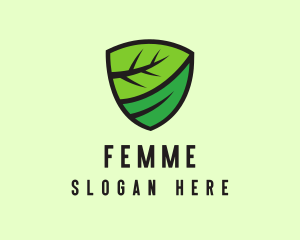 Organic Leaf Shield logo design