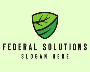 Organic Leaf Shield logo design