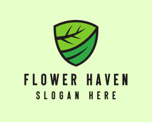 Organic Leaf Shield logo design