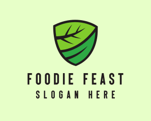 Organic Leaf Shield logo design