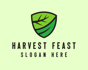 Organic Leaf Shield logo design