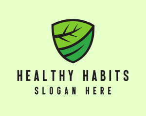 Organic Leaf Shield logo design