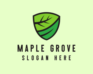 Organic Leaf Shield logo design