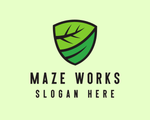 Organic Leaf Shield logo design