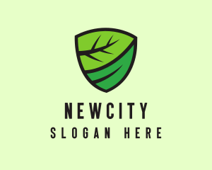 Organic Leaf Shield logo design