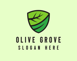 Organic Leaf Shield logo design